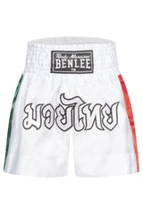 Ben Lee Goldy pantalones cortos de muay thai para hombre, blancos