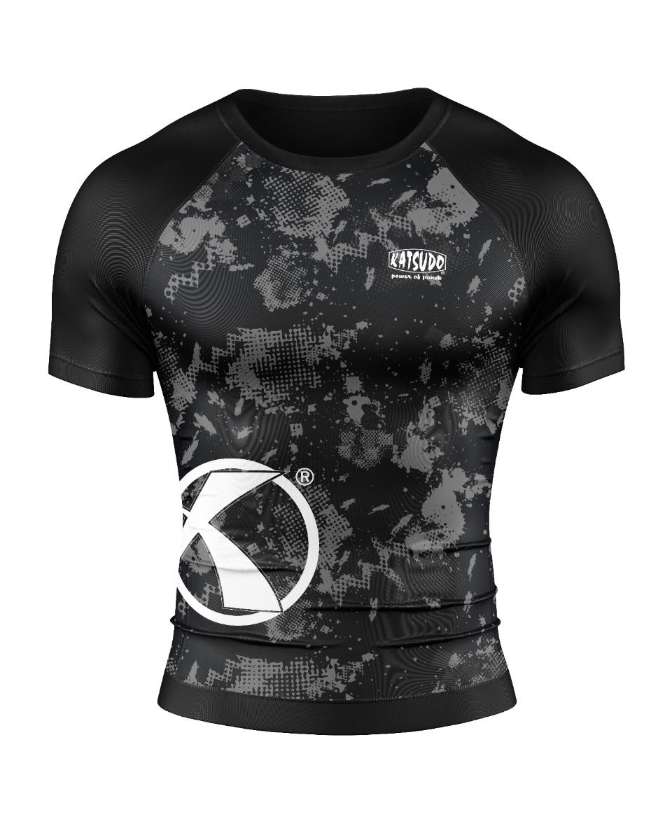 Katsudo Virago camiseta funcional de manga corta, digital negro blanco