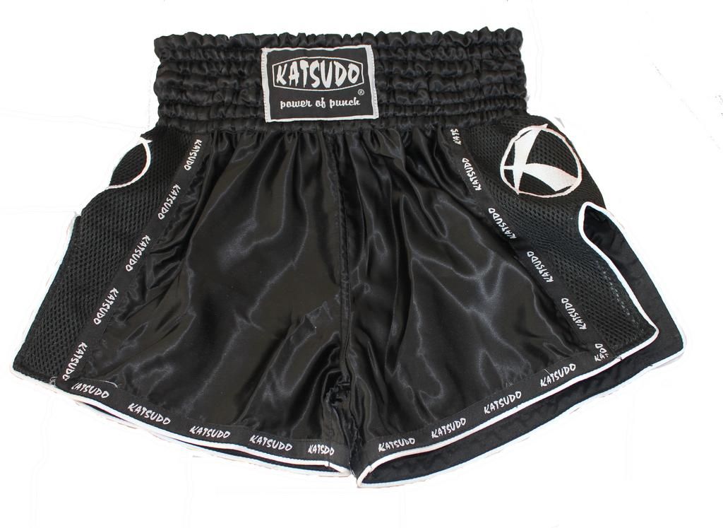 Katsudo Huricane pantalones cortos de muay thai, negros