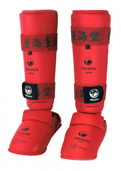 Tokaido protectores de espinillas y empeine, rojos