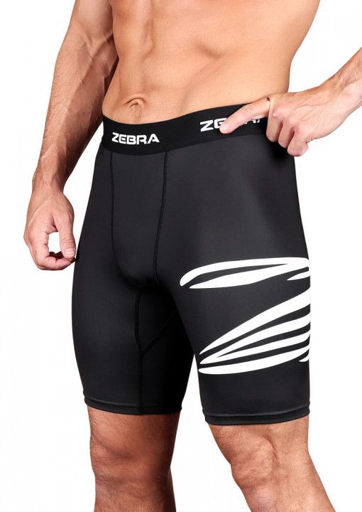 Zebra pantalones cortos de compresión, negros