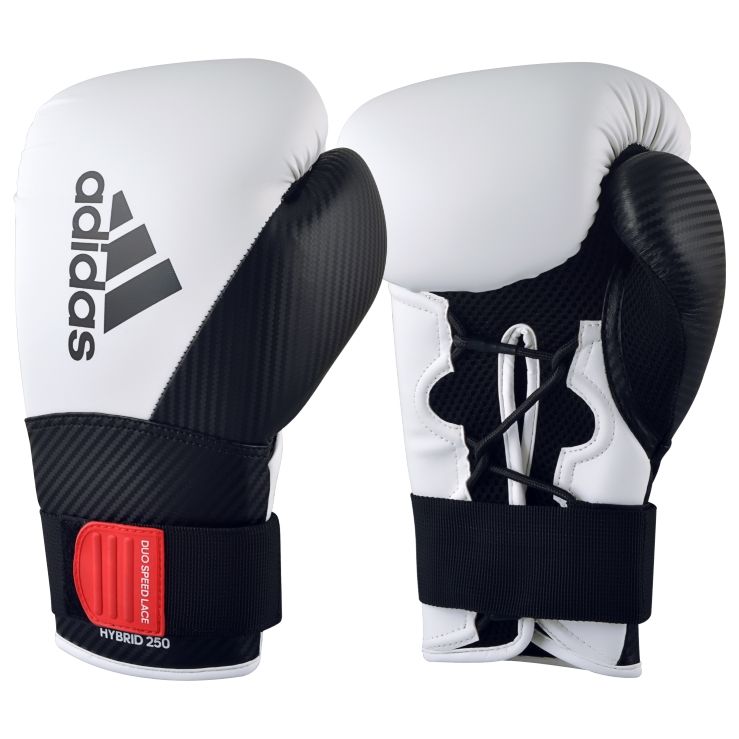 Adidas Hybrid 250 guantes de boxeo, blanco-negro
