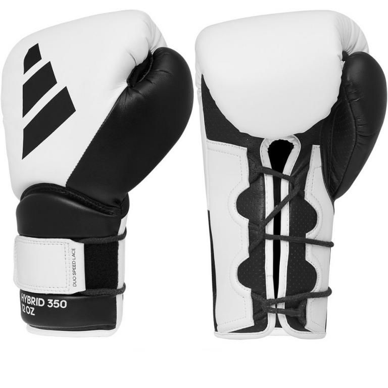 Adidas Hybrid 350 guantes de boxeo, blanco-negro