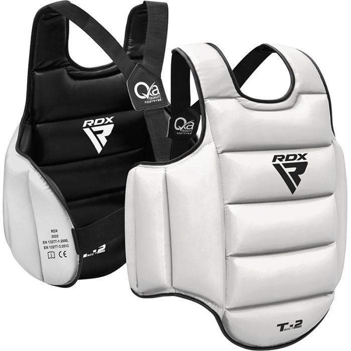 RDX protector de pecho de karate reversible, negro-blanco