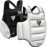 RDX protector de pecho de karate reversible, negro-blanco