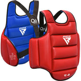 RDX protector de pecho de karate reversible, rojo-azul