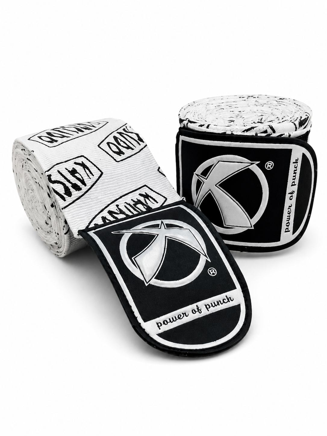 Katsudo Path PRO venda de boxeo elástica con monograma 2uds, blanco-negro