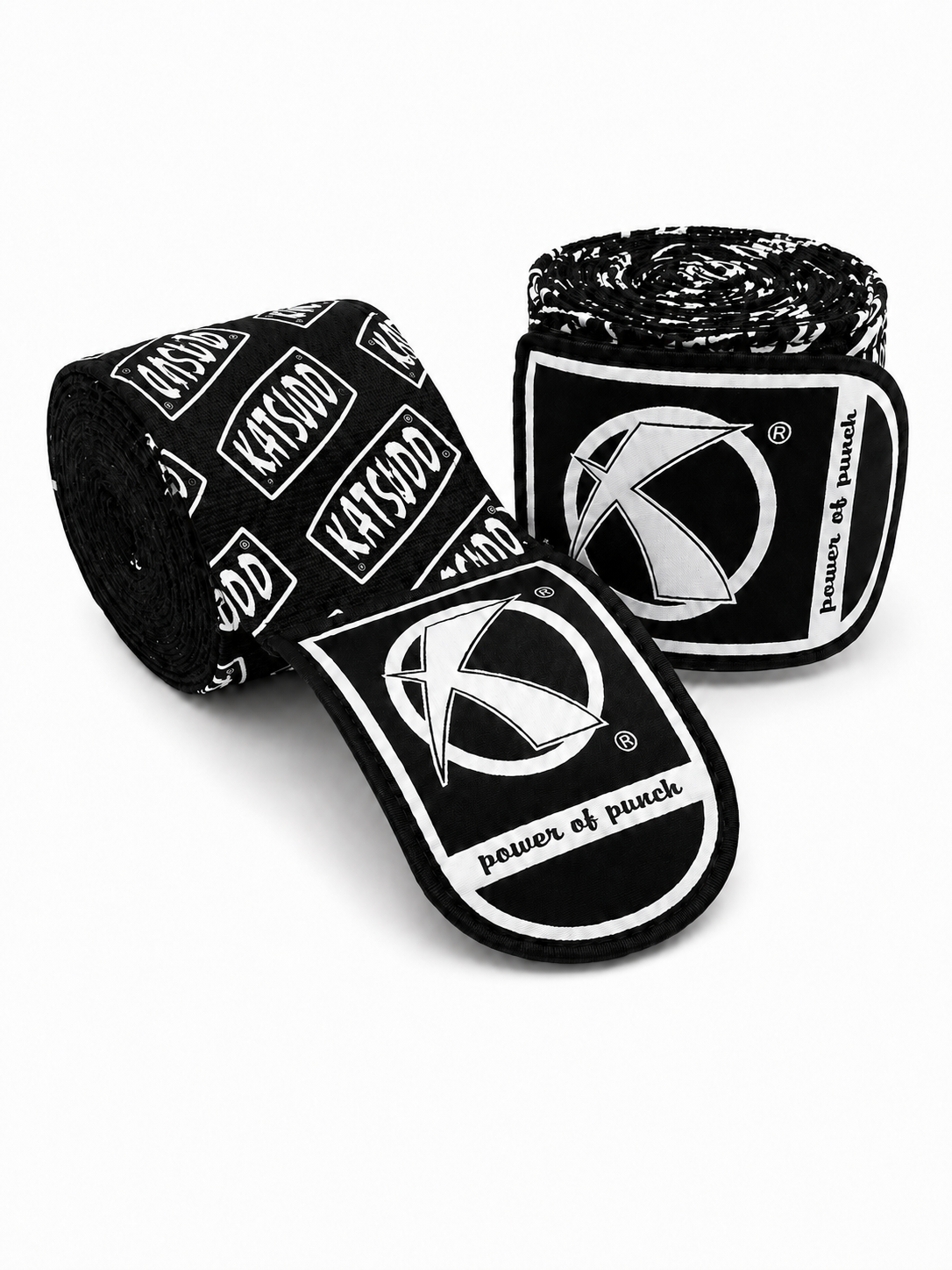 Katsudo Path PRO venda de boxeo elástica con monograma 2uds, negro-blanco