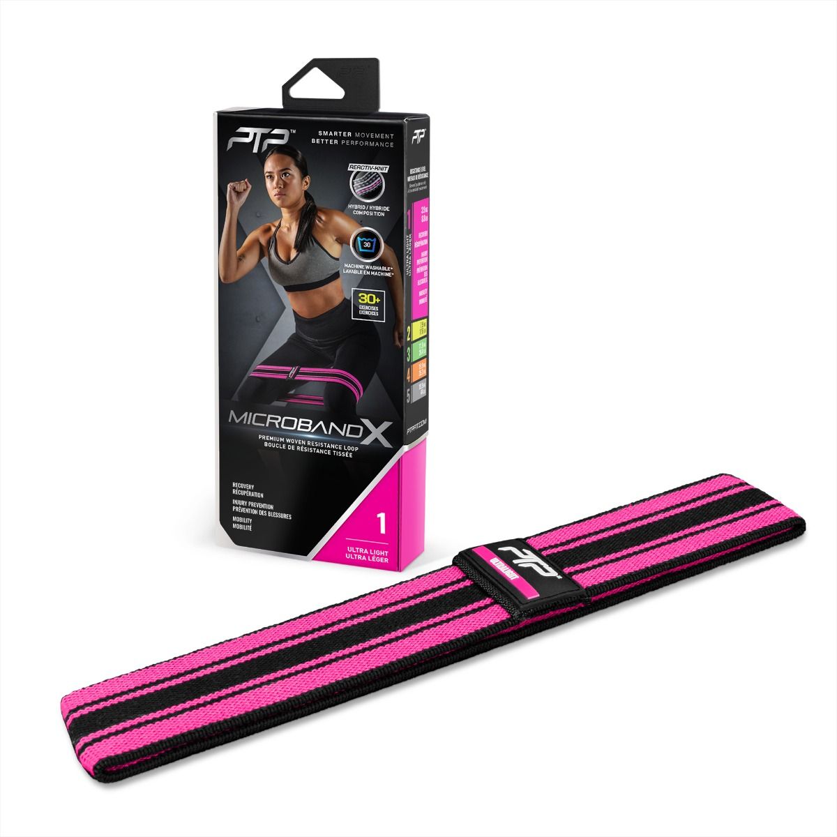PTP MicrobandX banda elástica de resistencia ultralight, rosa