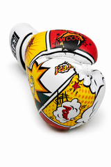 Katsudo CrushX guantes de boxeo de cuero, blanco estampado