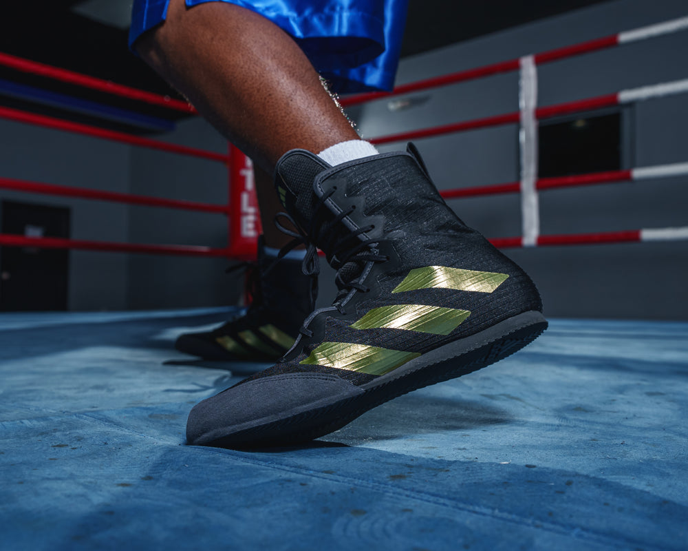 Adidas HOG 4 zapatillas de boxeo, negro-dorado