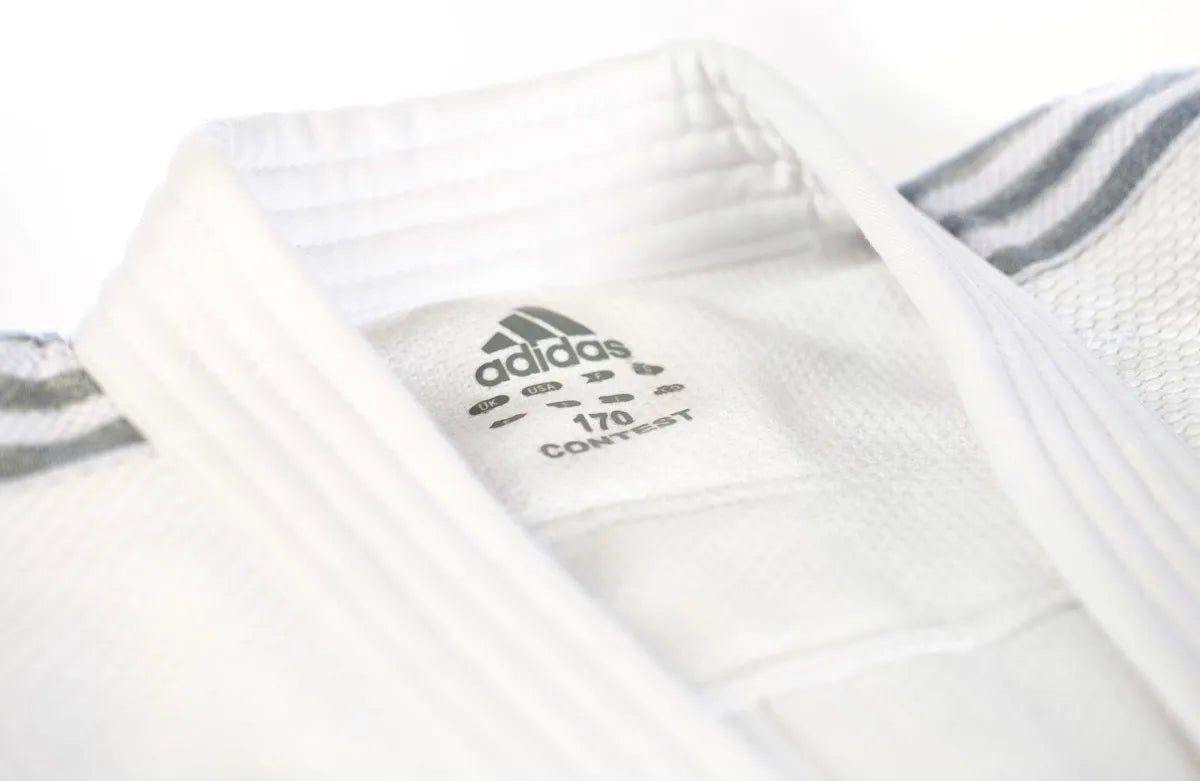 Adidas Contest Silver JU kimono 650g, blanco