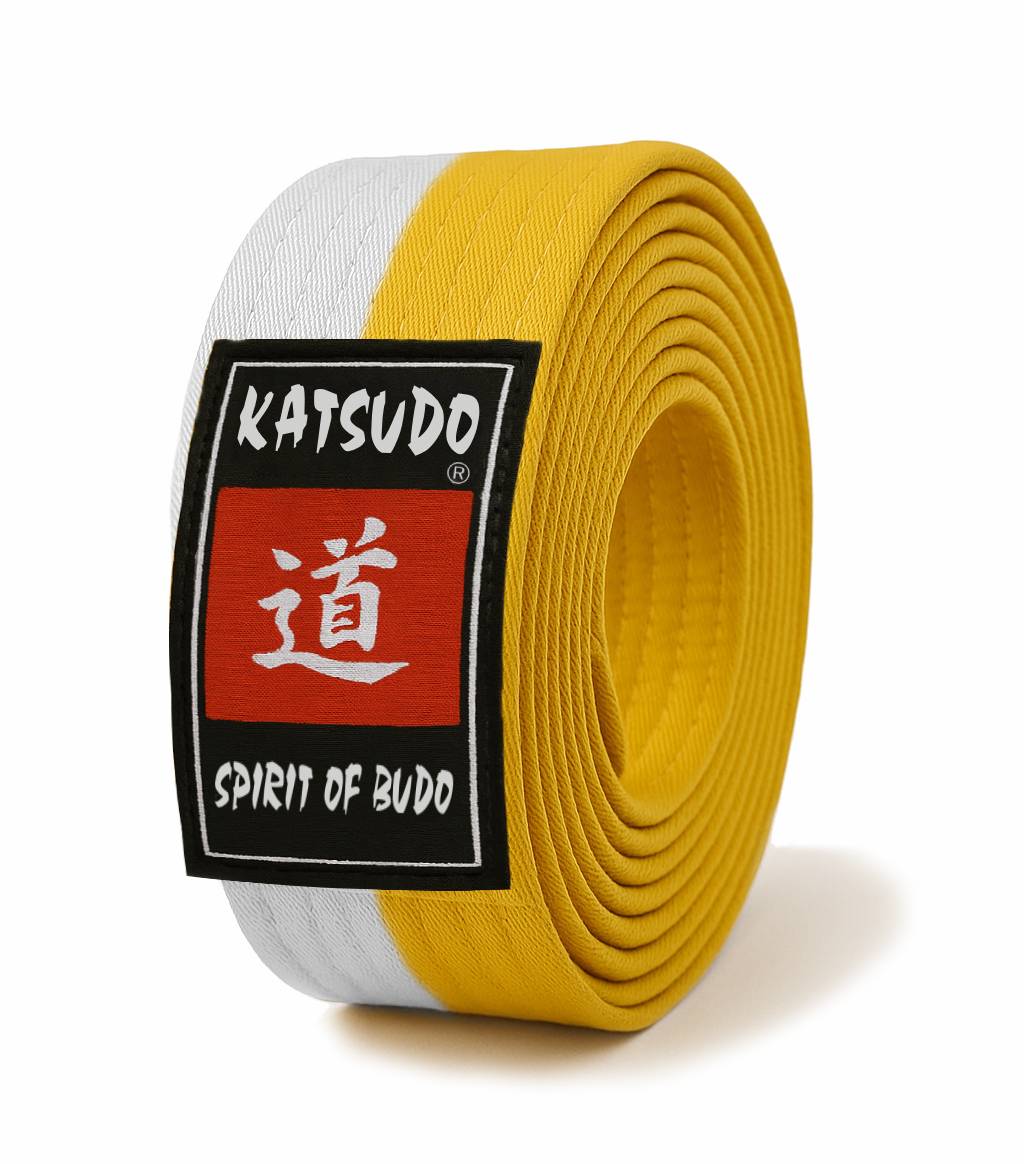 Katsudo Master cinturón obi, blanco amarillo