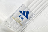 Kimono Adidas JU con rayas azules Club 350 g, blanco