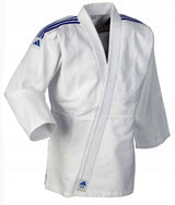Kimono Adidas JU con rayas azules Club 350 g, blanco