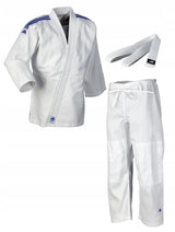 Kimono Adidas JU con rayas azules Club 350 g, blanco