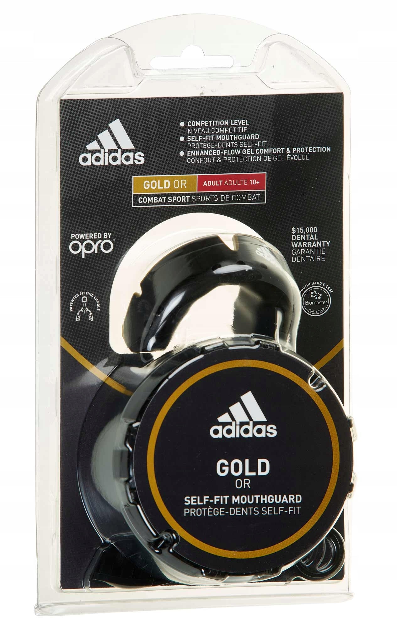 Adidas Senior Opro Gold protector bucal, negro-dorado