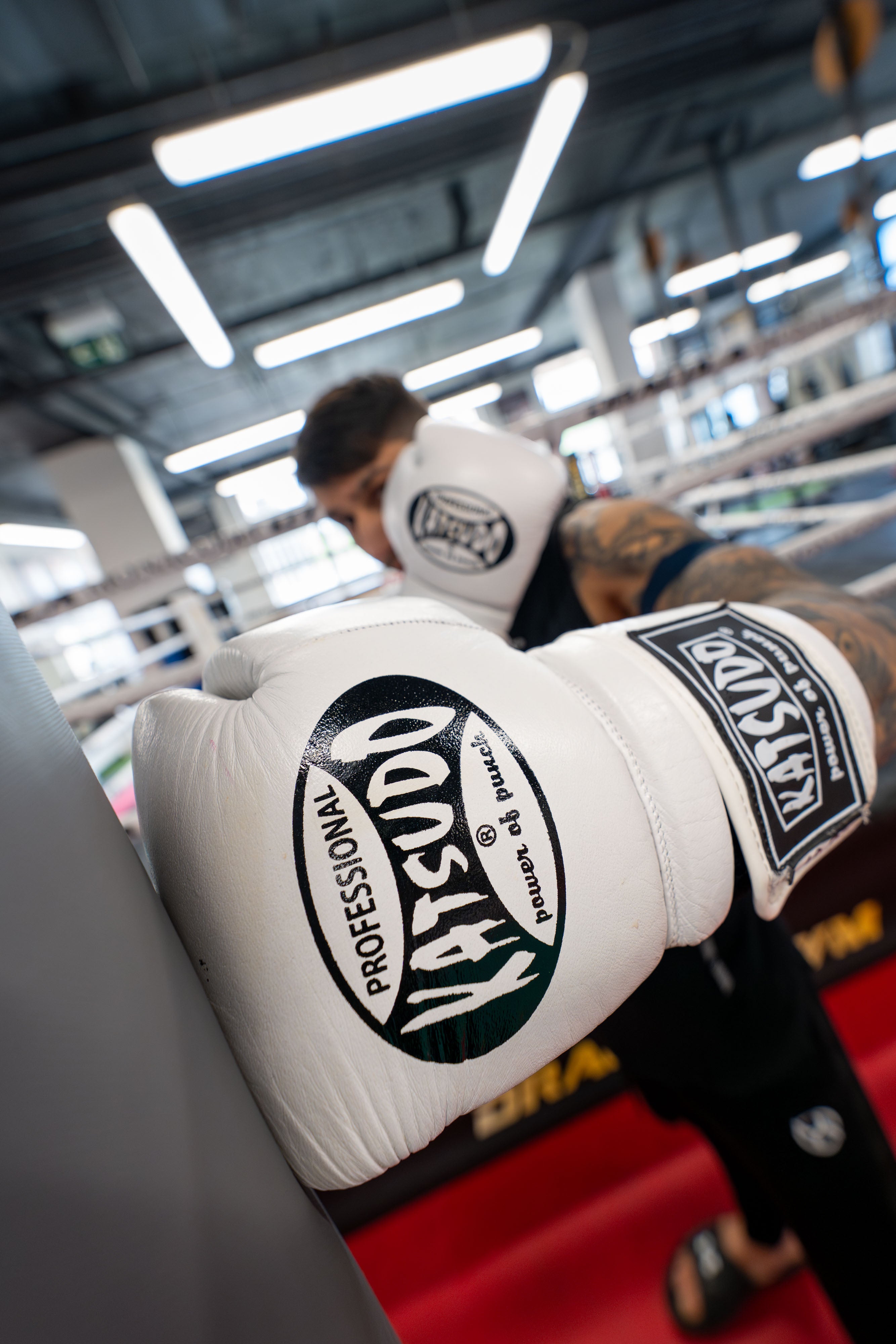 Katsudo Profesional guantes de boxeo, blancos