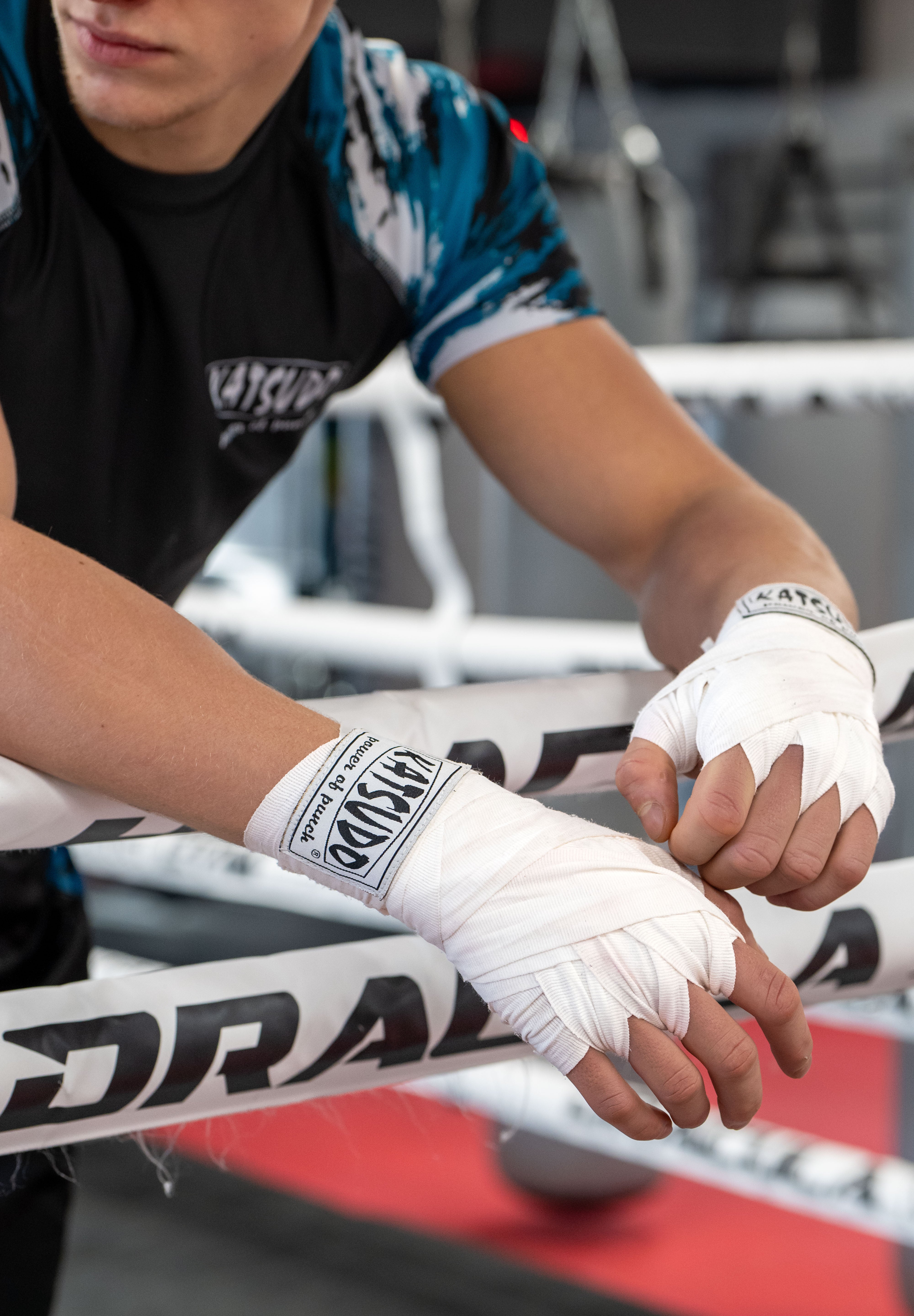 Katsudo Path venda de boxeo elástica, blanca