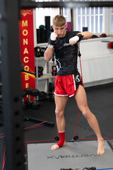 Katsudo Huricane pantalones cortos de muay thai, rojos