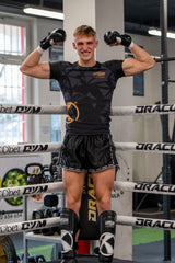 Katsudo Huricane pantalones cortos de muay thai, negros