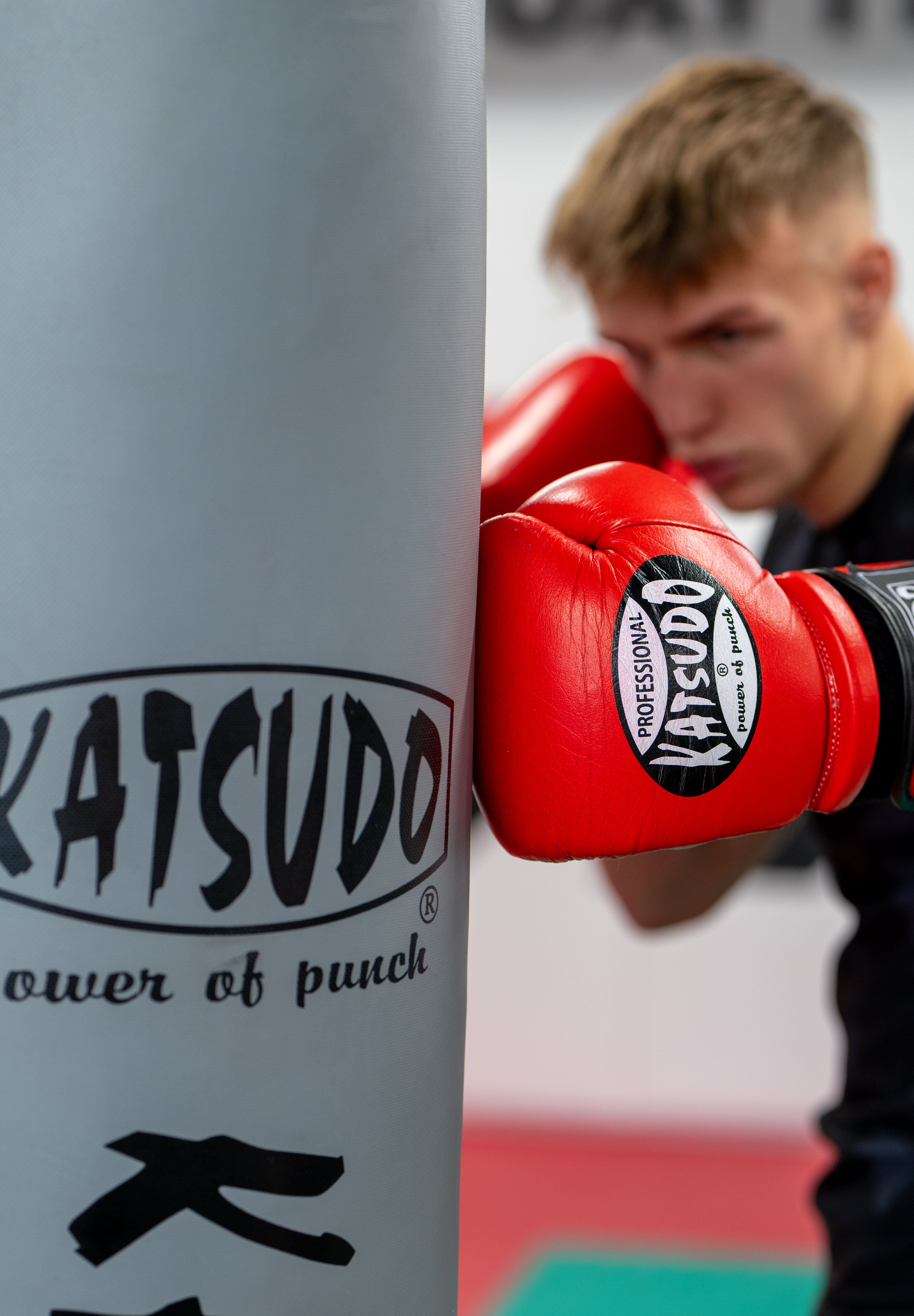 Katsudo Profesional guantes de boxeo, rojos
