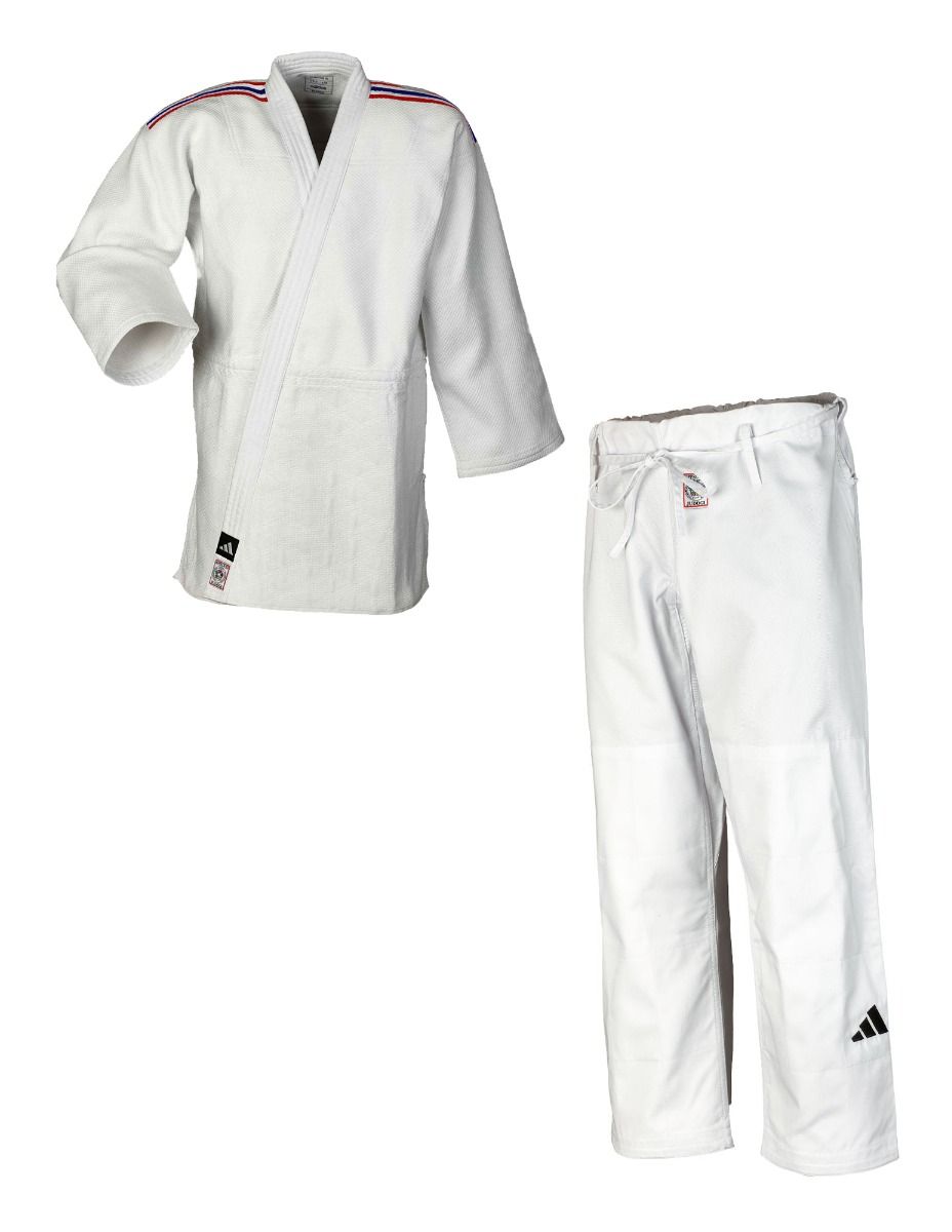 Adidas Champion III IJF Regular Fit JU kimono con franjas de selección 730g, blanco