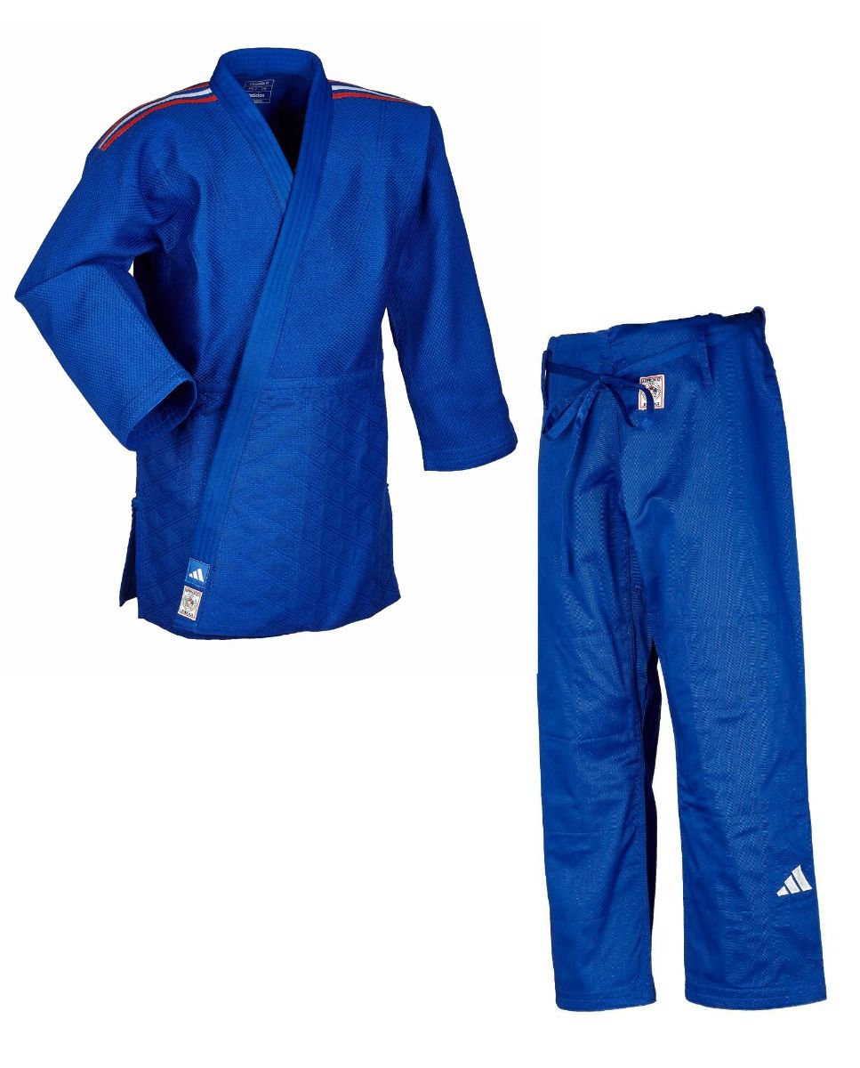 Adidas Champion III IJF Regular Fit JU kimono con franjas de selección 730g, azul