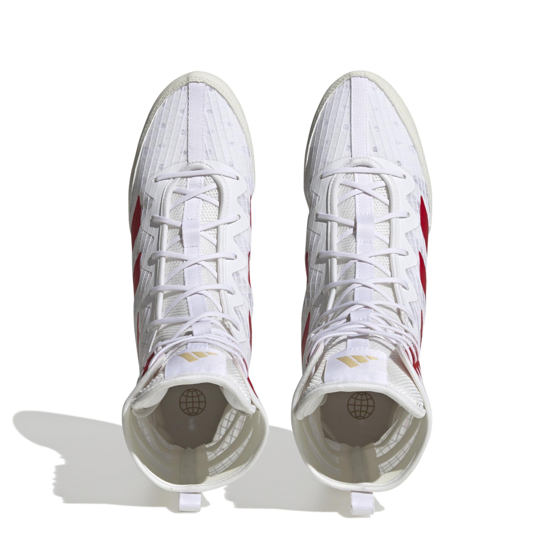 Adidas HOG 4 zapatillas de boxeo, blanco-rojo