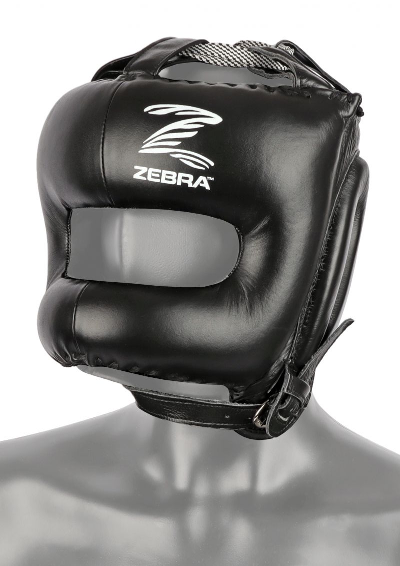 Zebra casco de boxeo con protector facial