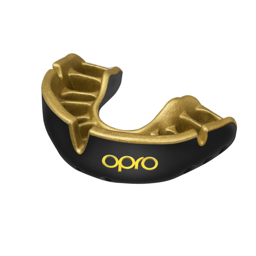 Opro Junior Gold protector bucal, negro dorado