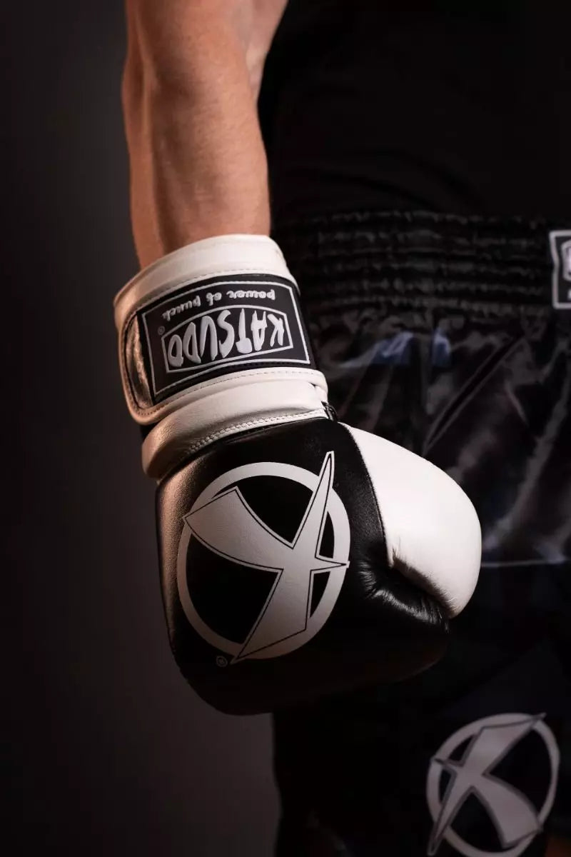 Katsudo Fight guantes de boxeo, negro blanco