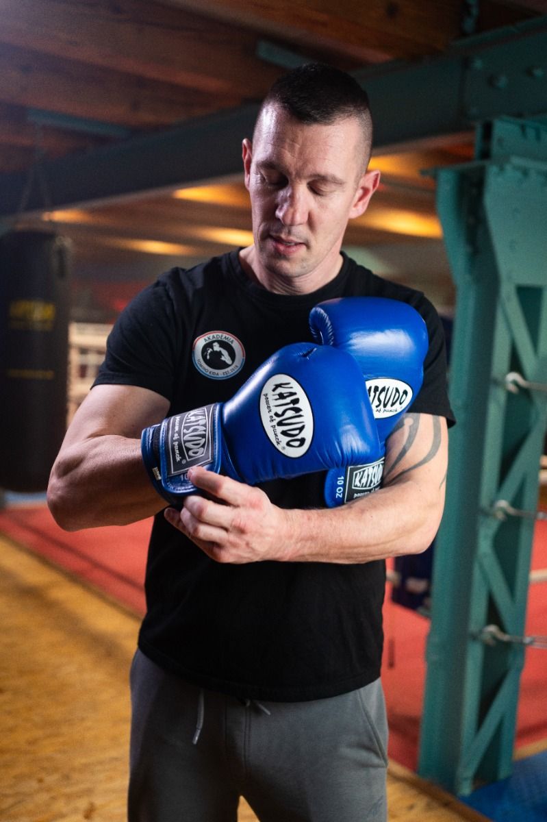 Katsudo Hawk guantes de boxeo, negros