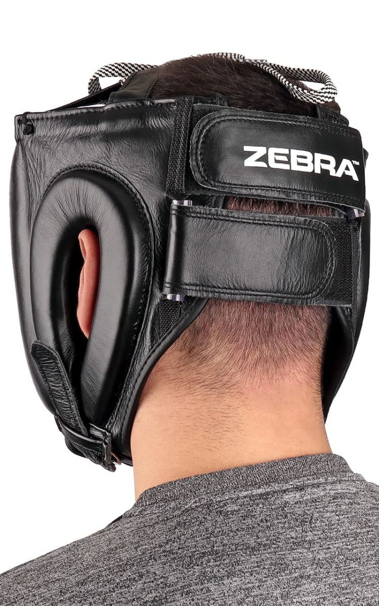 Zebra casco de boxeo con protector facial