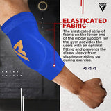 RDX protector de codos acolchado para entrenamiento de Muay Thai y MMA, azul-dorado