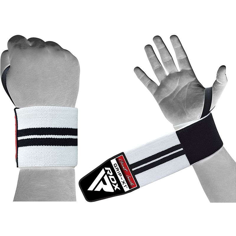 RDX Plus vendajes de muñeca para gimnasio, negro-blanco