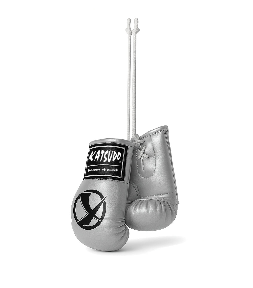 Katsudo Miniglo miniatura de guantes de boxeo, plateada