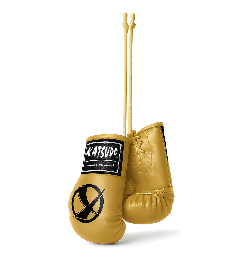 Katsudo Miniglo miniatura de guantes de boxeo, dorada