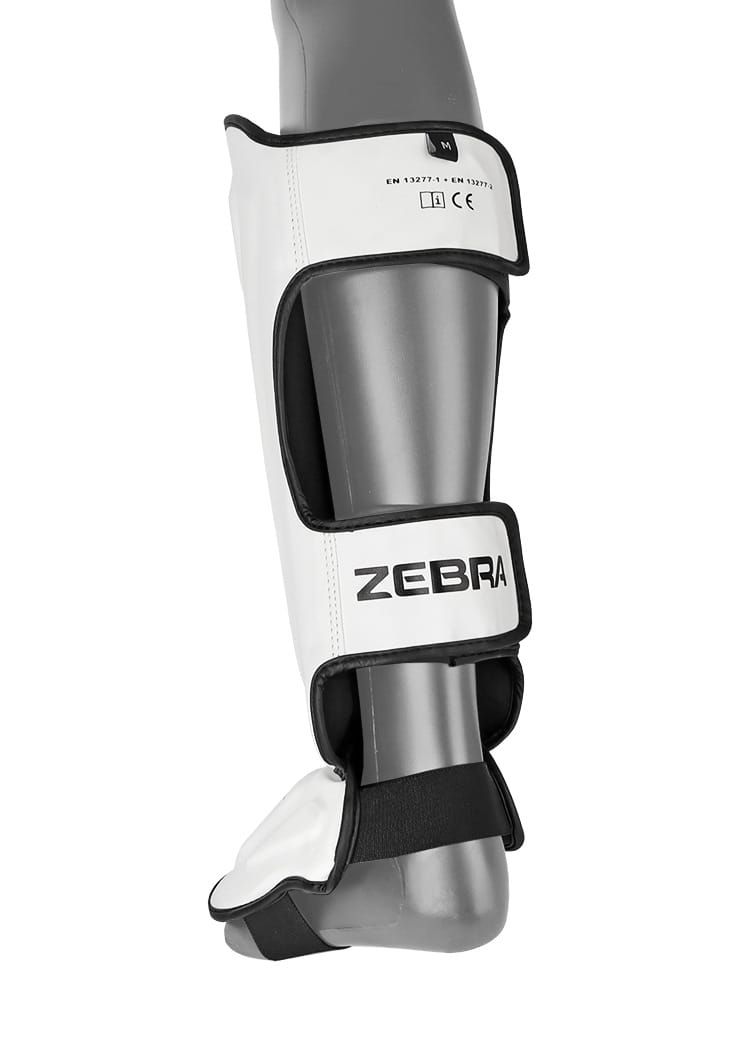 Zebra Pro protectores de espinillas y empeine, blancos