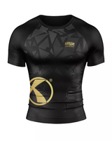 Katsudo Virago rash guard de manga corta, negro-dorado