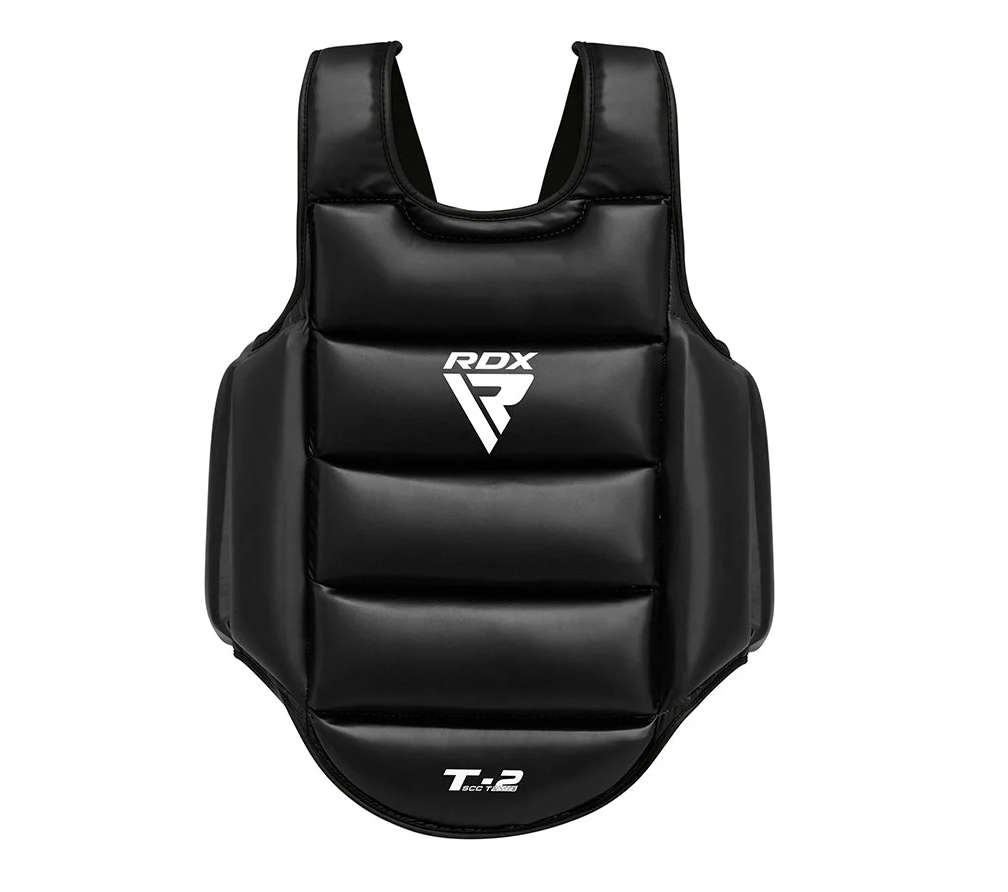 RDX protector de pecho de karate reversible, negro-blanco