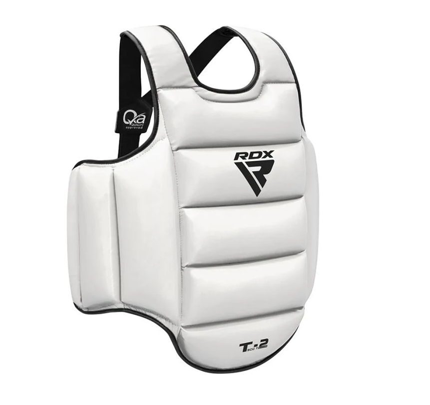 RDX protector de pecho de karate reversible, negro-blanco