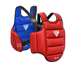 RDX protector de pecho de karate reversible, rojo-azul