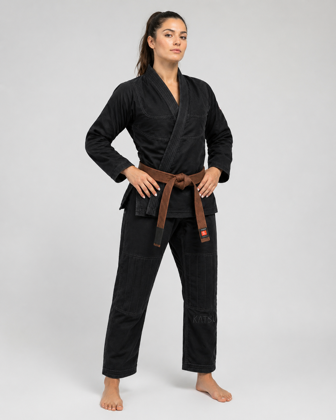 Katsudo Yori kimono de Jiu Jitsu para mujer 550g, negro