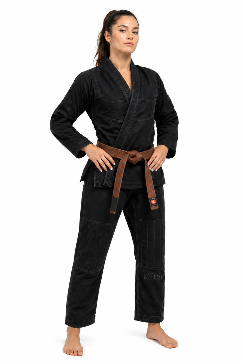 Katsudo Yori kimono de Jiu Jitsu para mujer 450g, negro