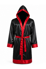 Katsudo Redline bata de boxeo de satén, negro-rojo